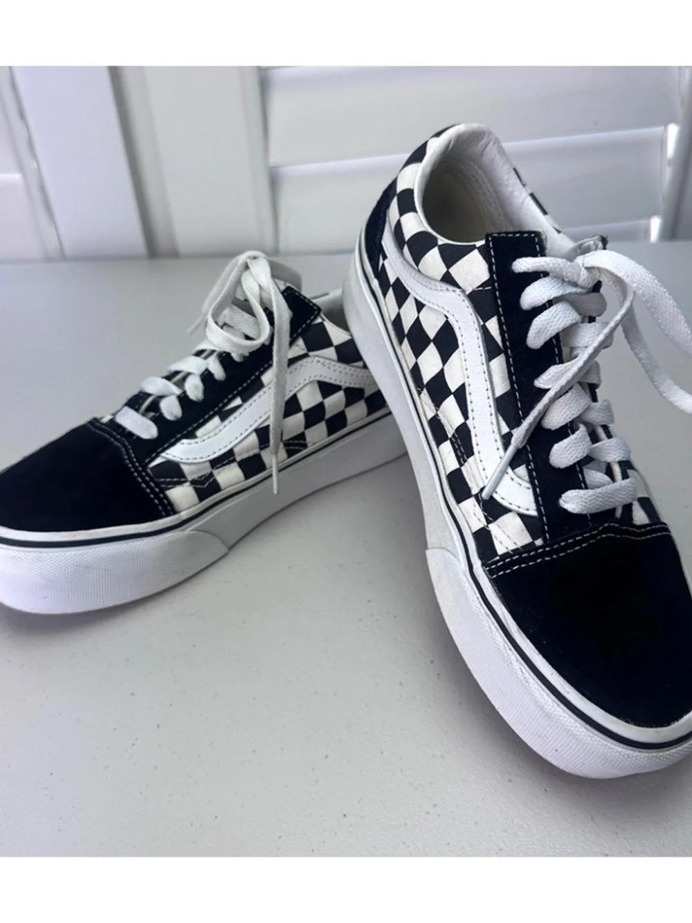 VANS Old Skool Black White Checkerboard Canvas Lace Up Sneakers: Men 5.5 Women 7 - Picture 1 of 10